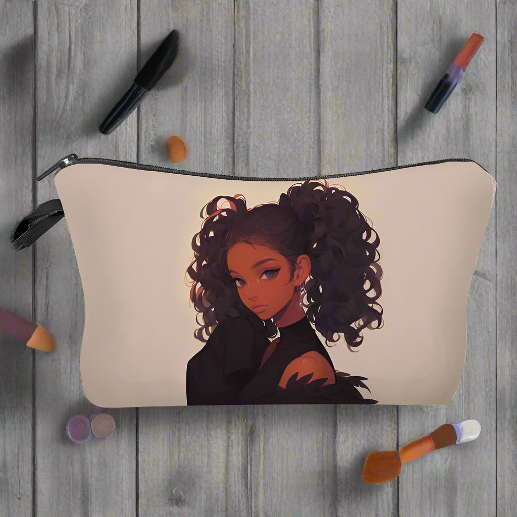 Beige makeup bag