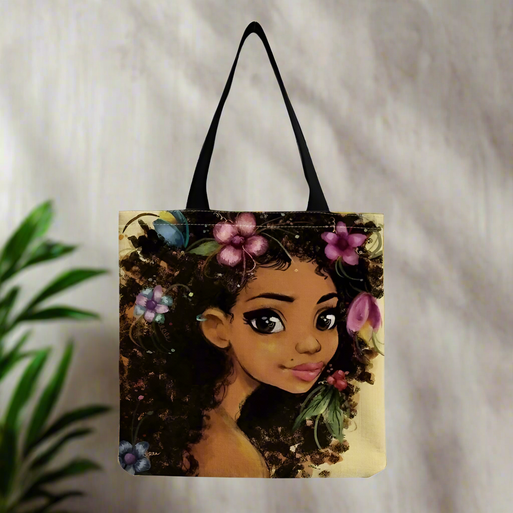 Flower girl shopping tote bag