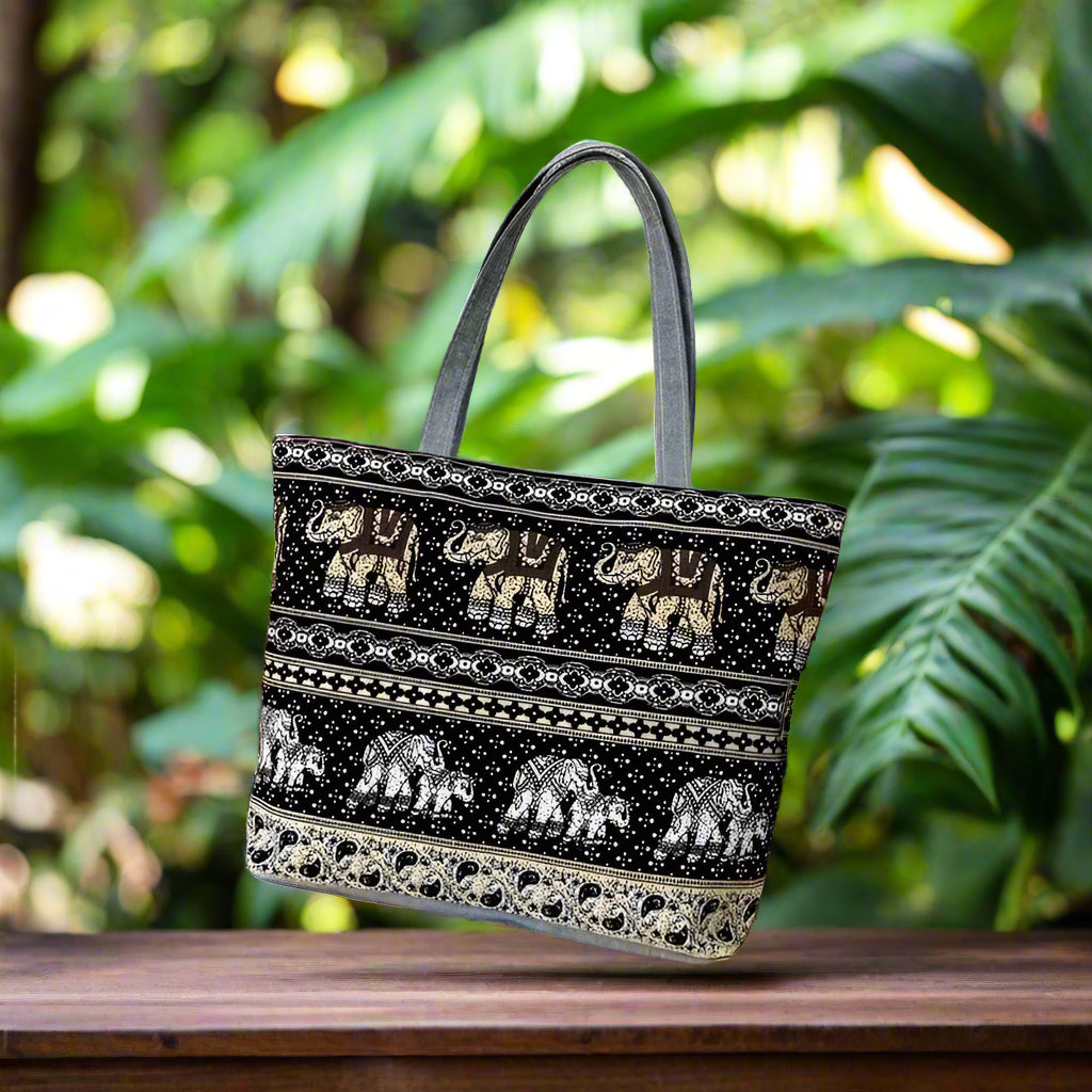 Black elephant Canvas Bag