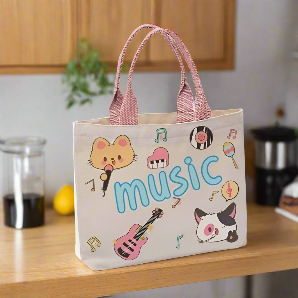 Music cat canvas bag